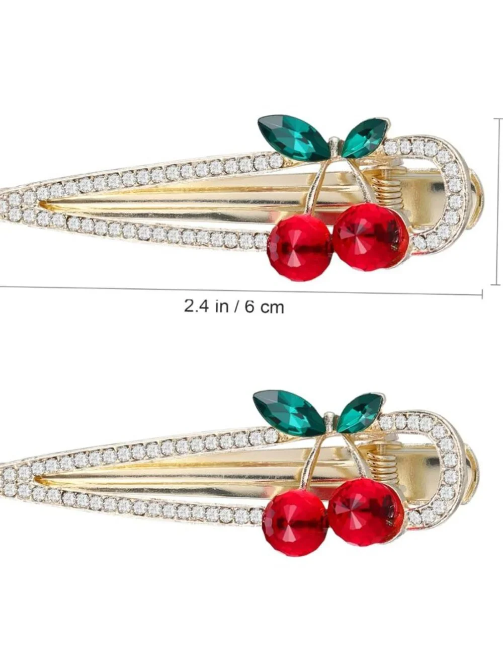 Rhinestone‎ and Cherry Hair Clips Set of 2 Hair Barrettes NEW